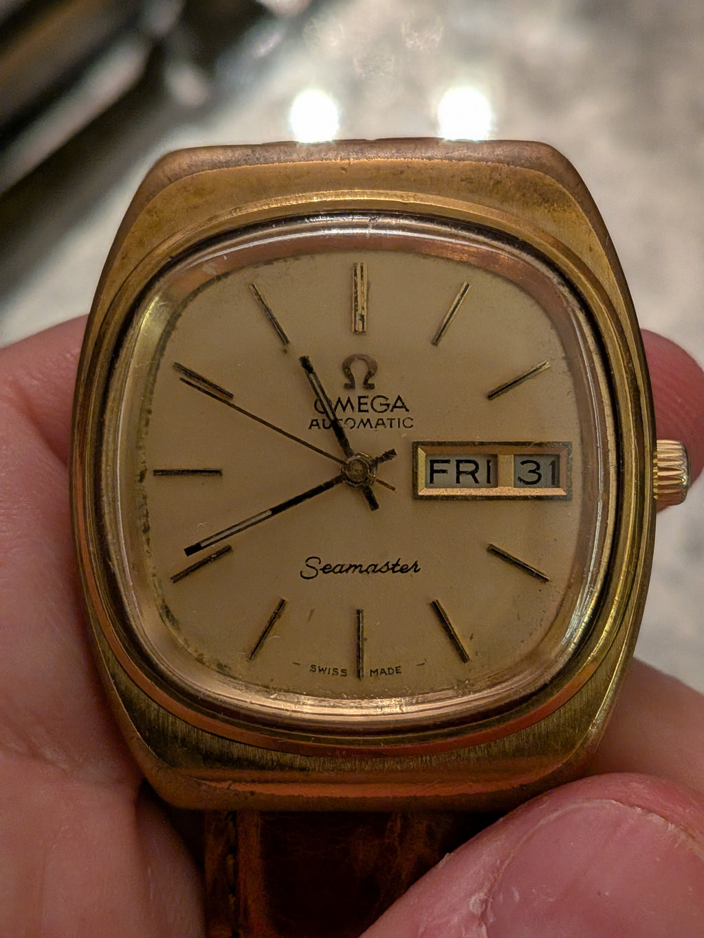Omega Seamaster TV dial, Gold