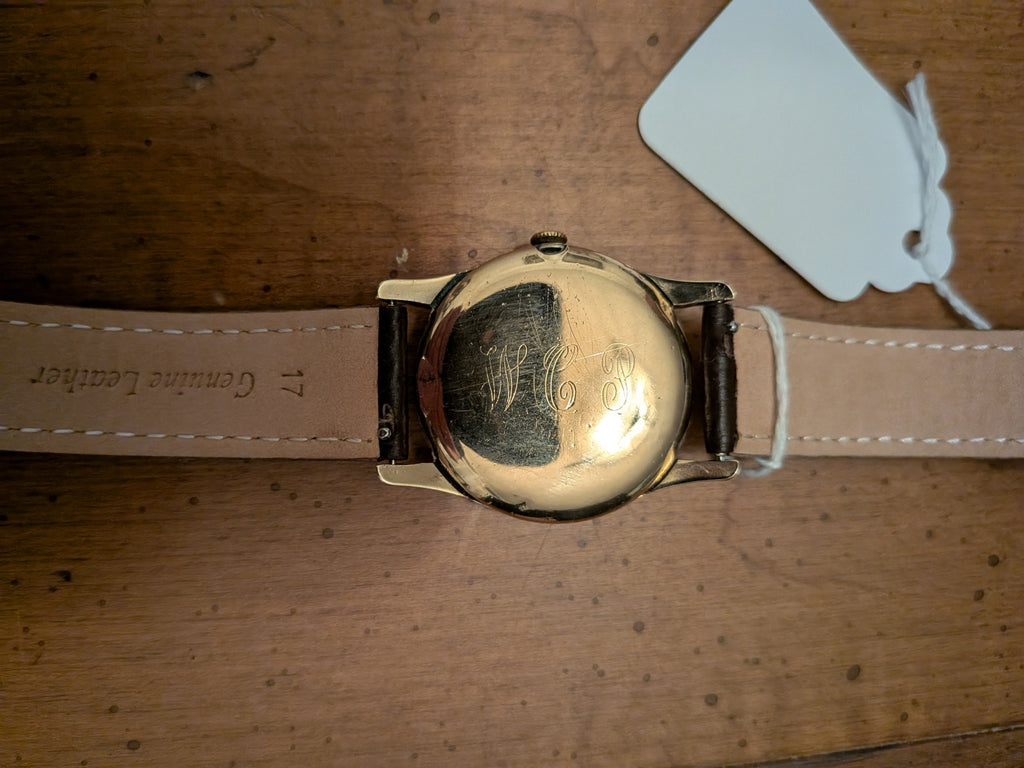 Longines gold plate subseconds w/ brown strap